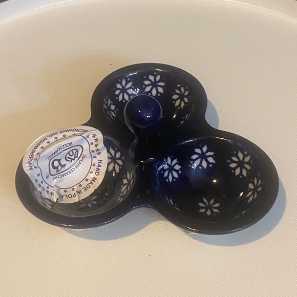 NWT Polish Pottery Condiment / Spice Dish 5" 94-L Bolesławiec - Flower / Holiday - Picture 3 of 7